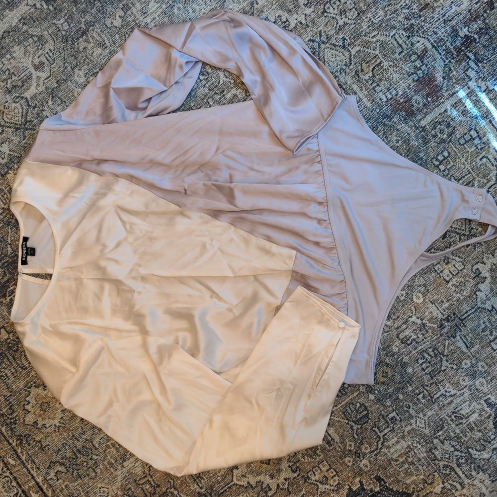 Like new express color block satin bodysuit